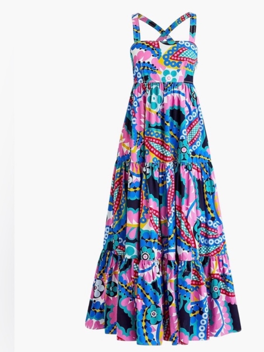 J CREW Bright Ratti Kaleidoscope Paisley Floral Print Cotton Sundress